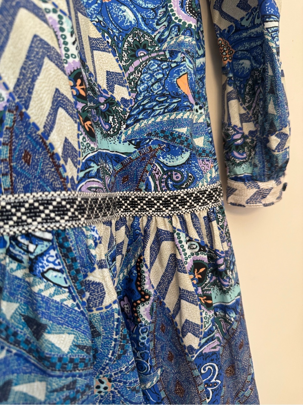 Marie Oliver Mimi Dress XXS Anise Breeze Print 100% Cotton Tassel Mini Boho - Picture 3 of 6